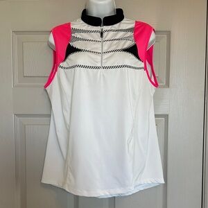 Jamie Sadock Women's Sleeveless Golf Polo Shirt White Size L